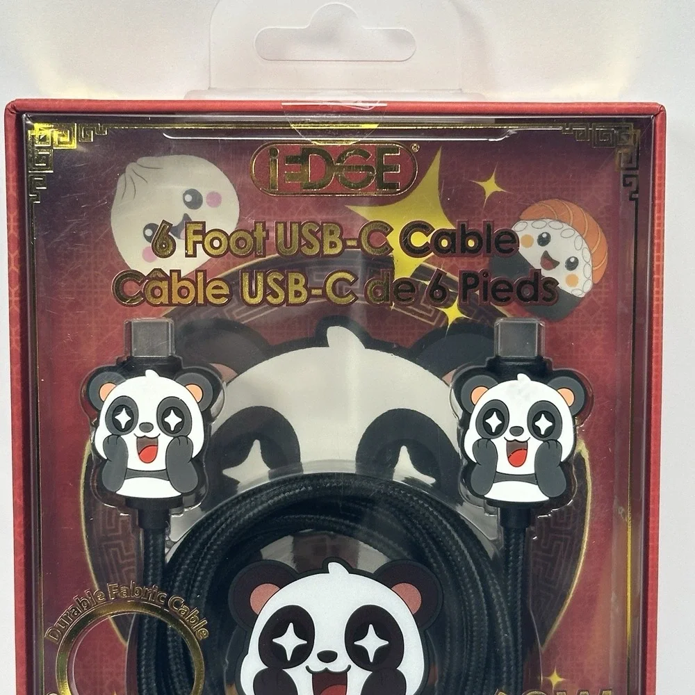 iEdge Panda USB C Cable 6FT 60W Fast Charging Braided Charger Cord Cute